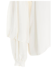 Di.la3 Pari' Puff-Sleeve Silk Shirt — White, SS25