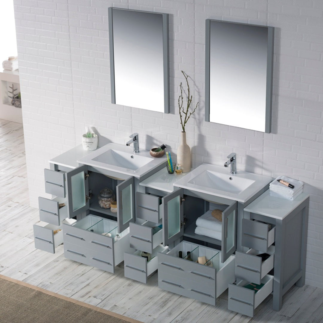 Blossom Sydney 84 Inch Bathroom Vanity with Side Cabinet - V8001 84S 01