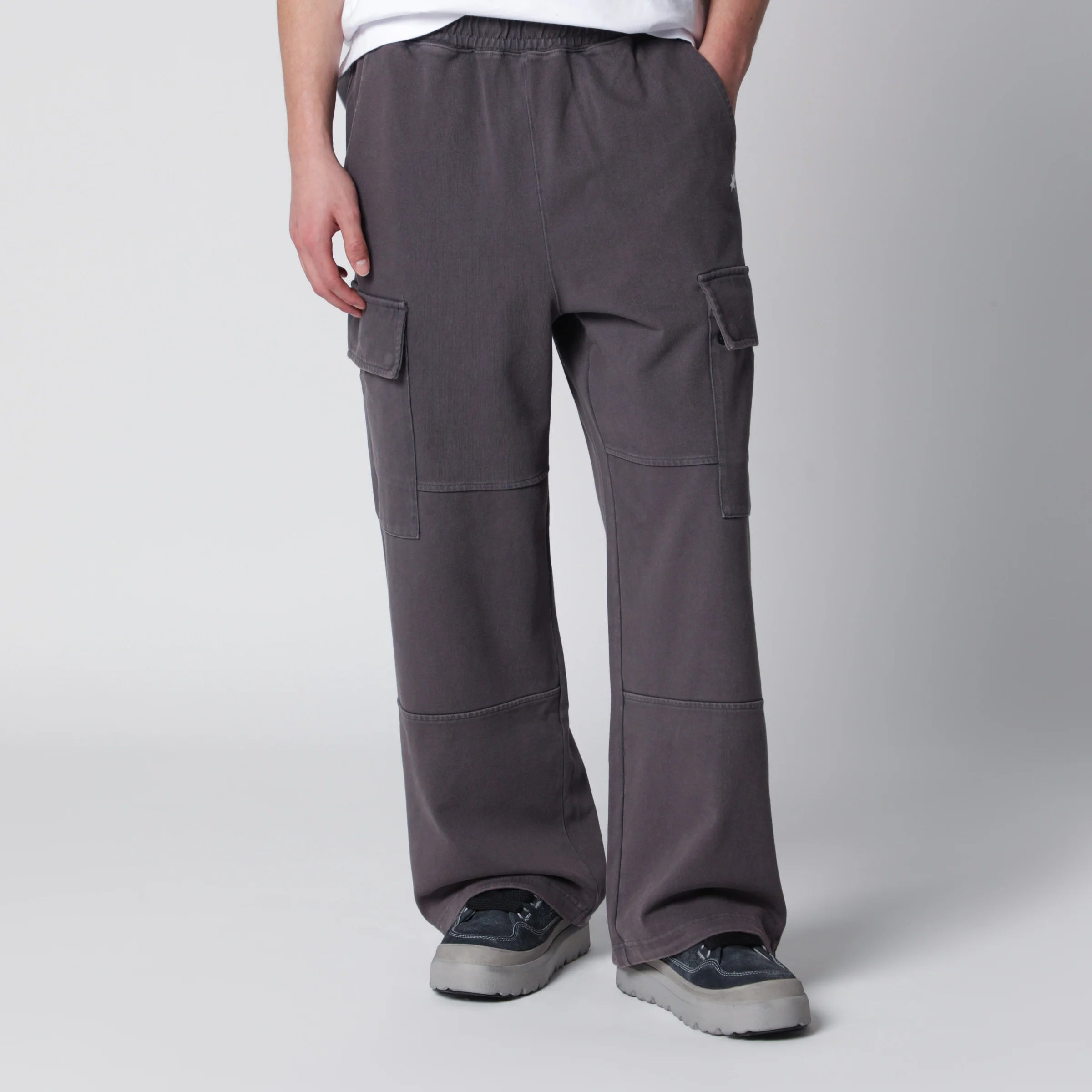 BAPE Washed Grey Cargo Jogging Pants — Trousers
