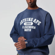 BAPE Faded Navy Sweatshirt — Logo Crewneck Topwear