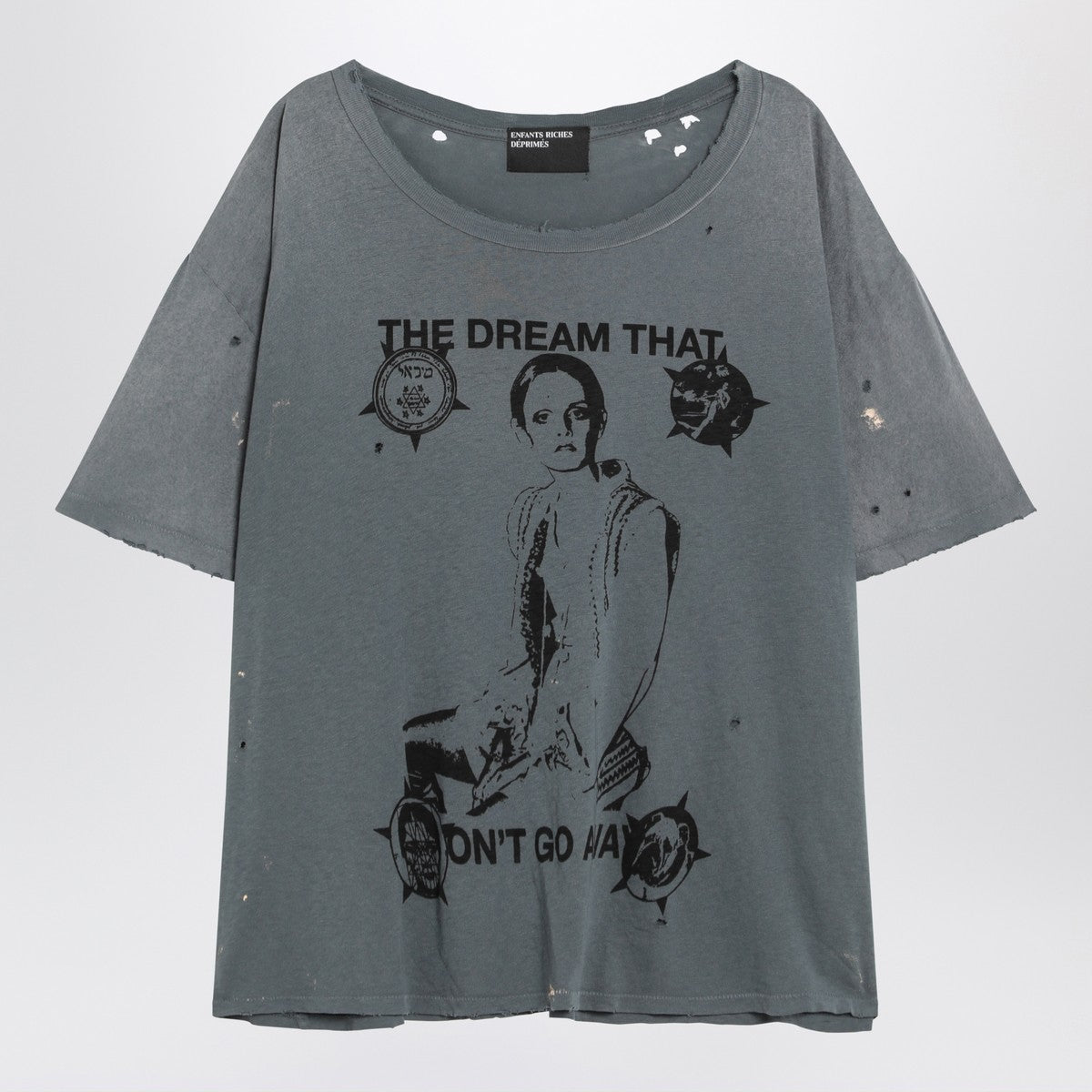 Enfants Riches Déprimés Blue vintage-effect T-shirt with print