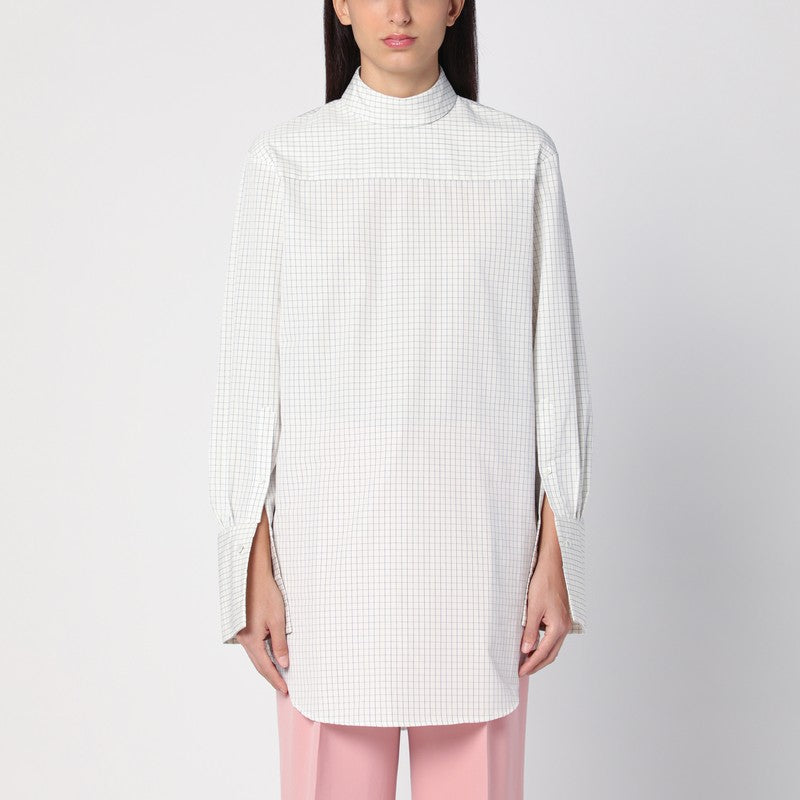 Dries Van Noten White checked popeline turtleneck shirt