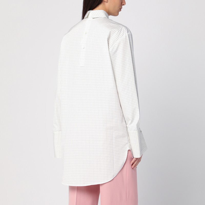 Dries Van Noten White checked popeline turtleneck shirt