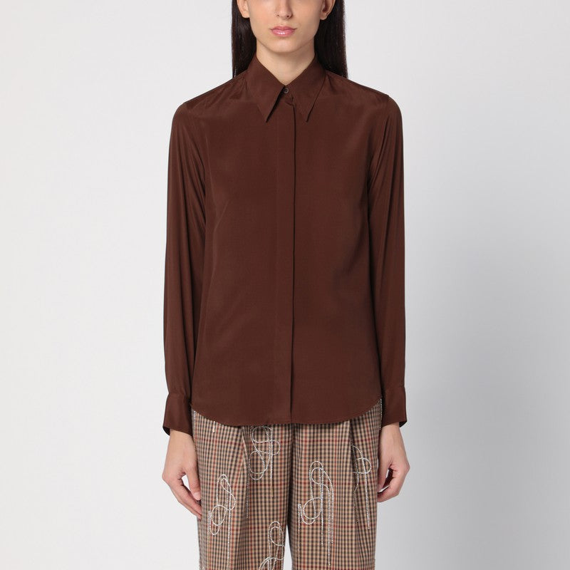 Dries Van Noten Brown silk blend shirt