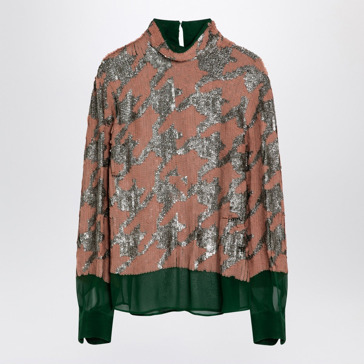 Dries Van Noten Green pink silver sequin blouse