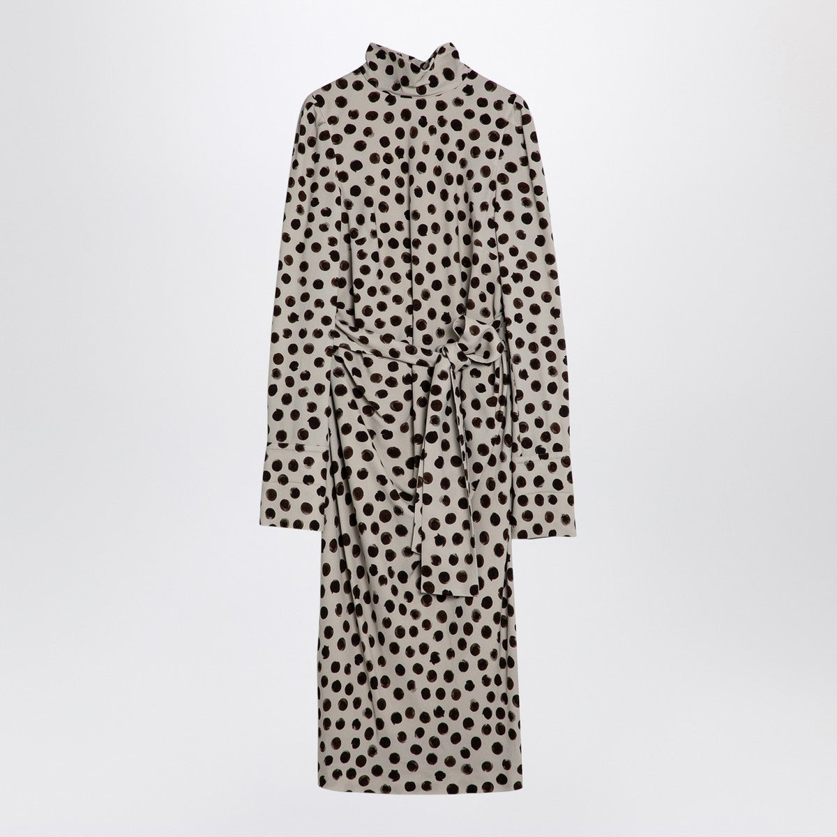 Dries Van Noten Écru polka dot dress with bow