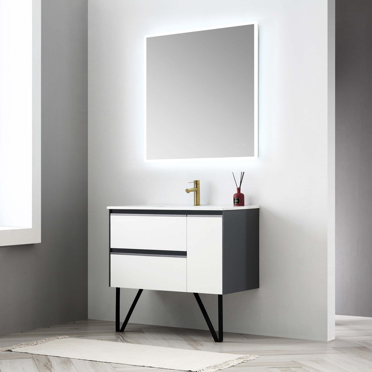 Blossom Berlin – 36 Inch Vanity – Glossy White & Glossy Grey - V8019 36 01