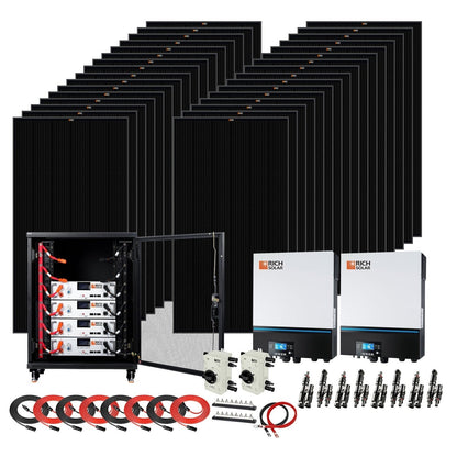 Complete Off-Grid Solar Kit | 13,000W 120/240V Output | 48VDC