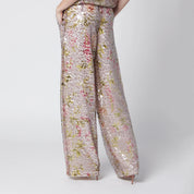 Alberta Ferretti Sequin trousers with floral pattern