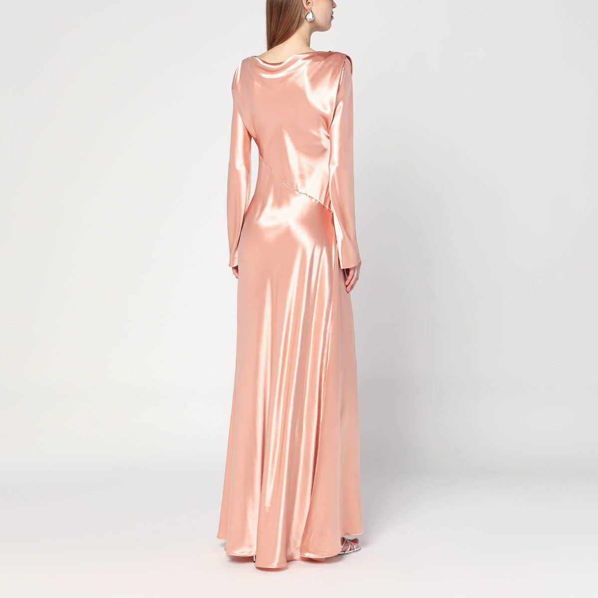 Alberta Ferretti Long pink dress in shiny satin
