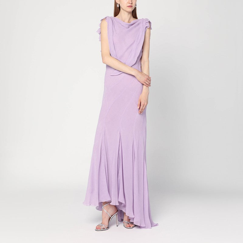 Robe longue Alberta Ferretti en viscose violet clair à volants