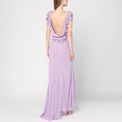 Robe longue Alberta Ferretti en viscose violet clair à volants