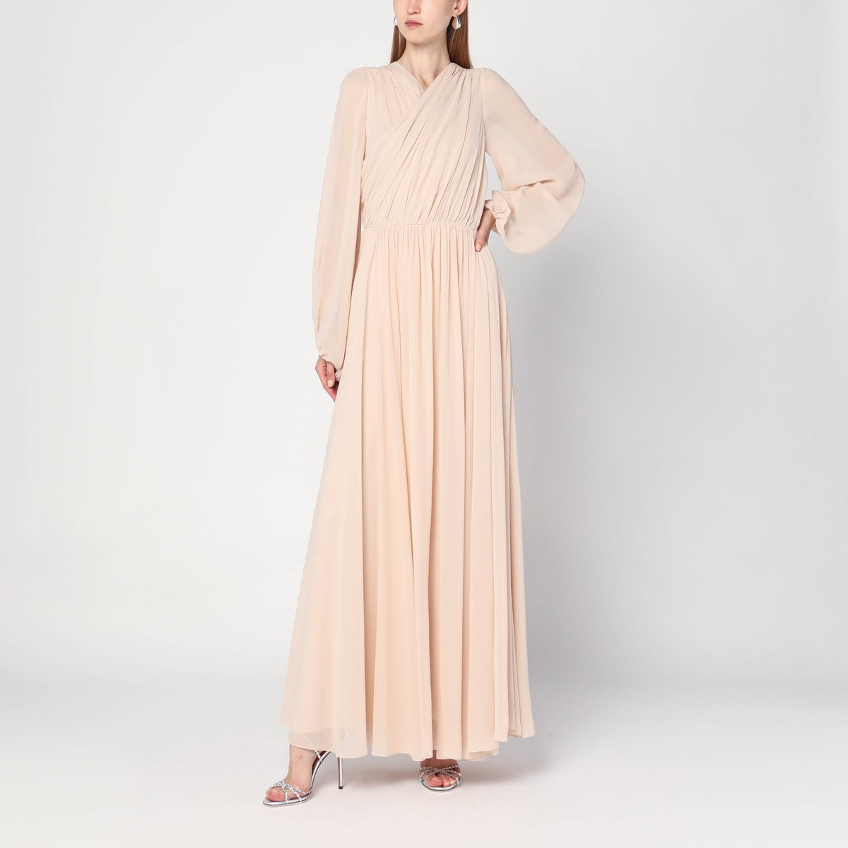 Alberta Ferretti Light pink dress in silk georgette