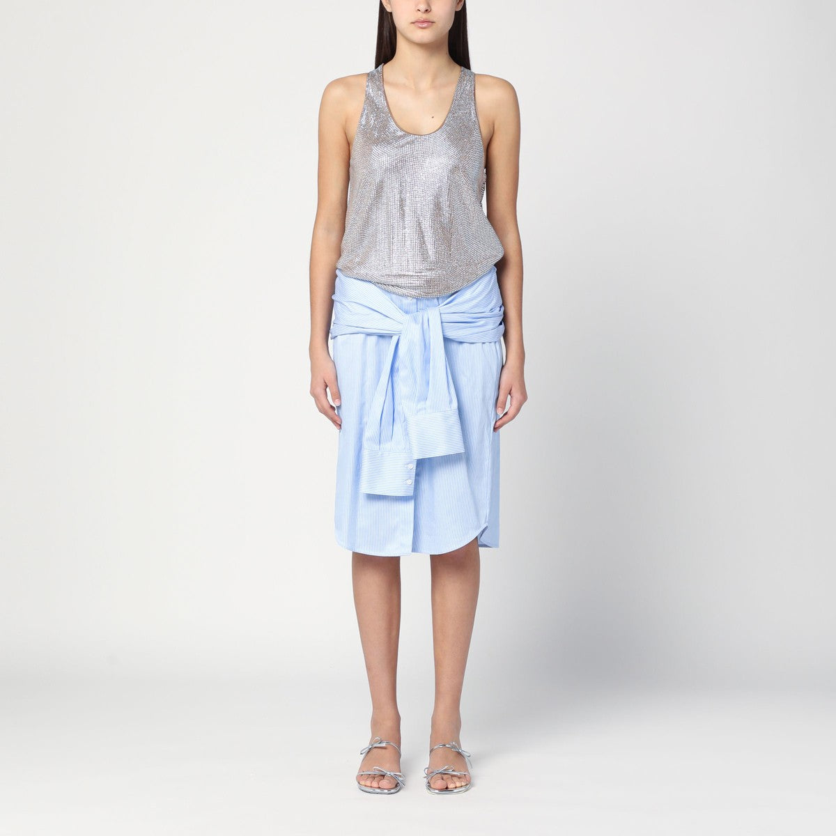 Vestito-camicia con strass light blue — Giuseppe di Morabito