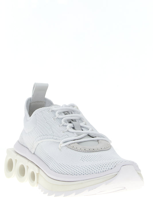 Ferragamo Nima Sneakers — Men's White Knit Trainers