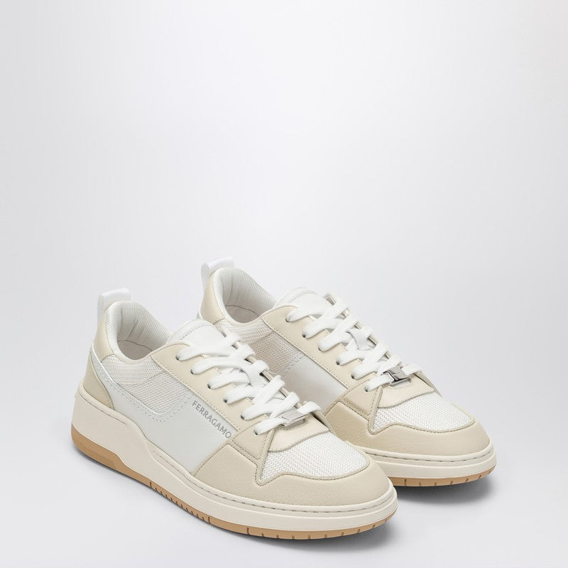 Ferragamo Low white leather trainer in calfskin