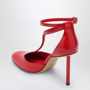 Zapatos Ferragamo Red Pump con tira en T en charol