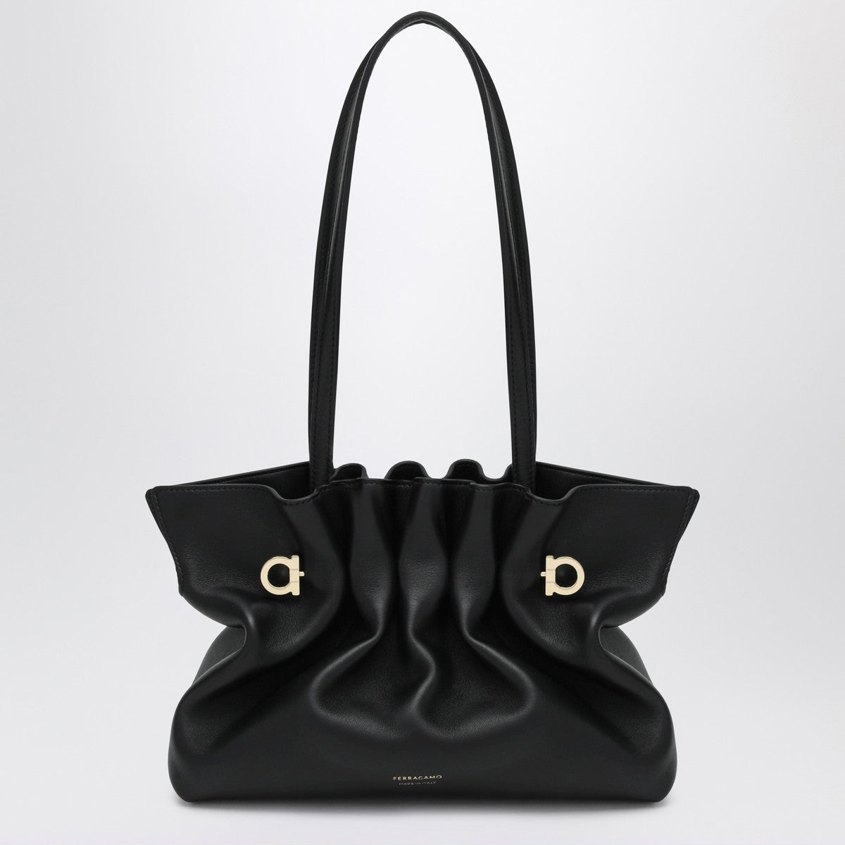 Ferragamo Soft-Bag Small black leather shoulder bag