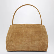 Ferragamo Hug Soft M shoulder bag in Natural crocodile-effect