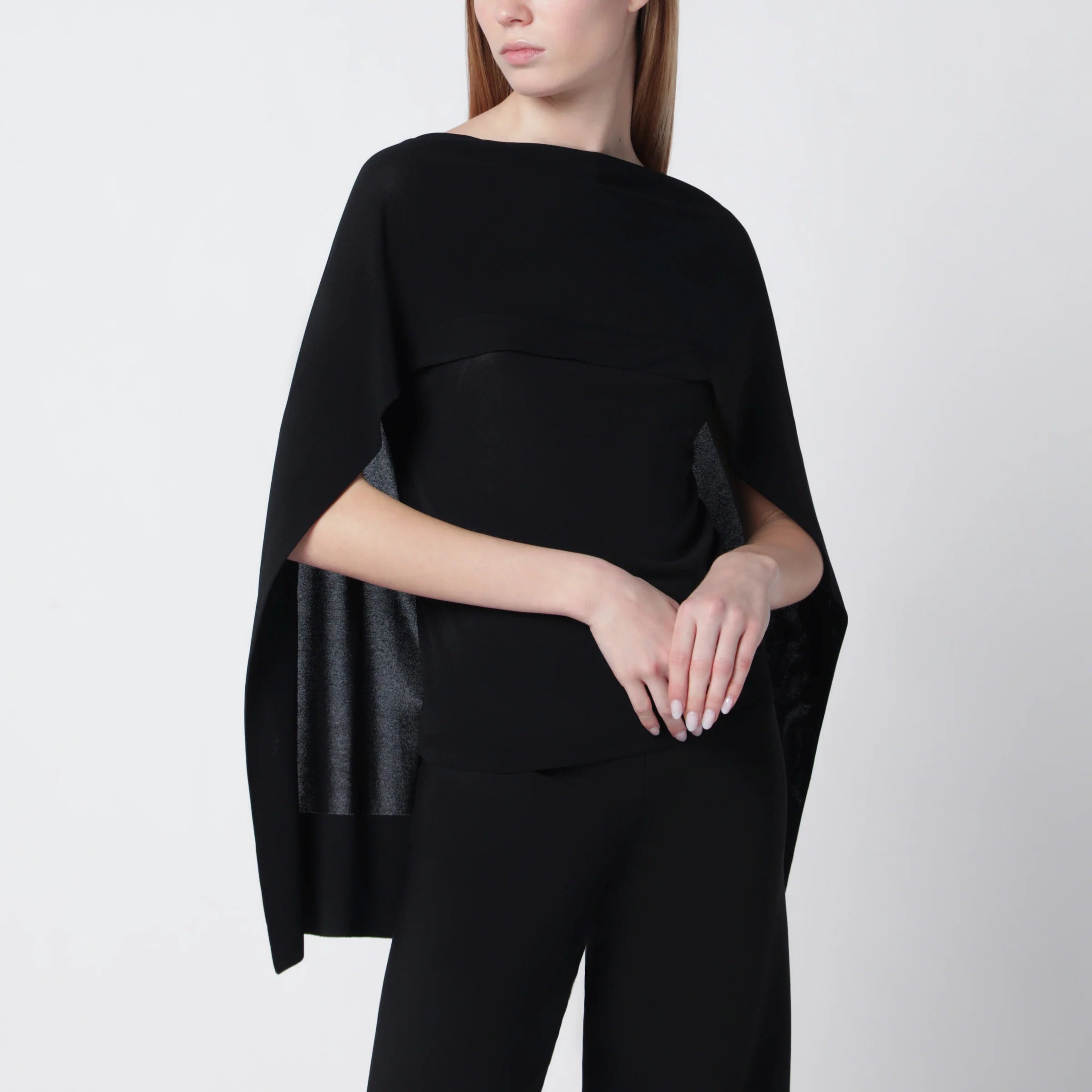 Alberta Ferretti Black top with chiffon sleeves