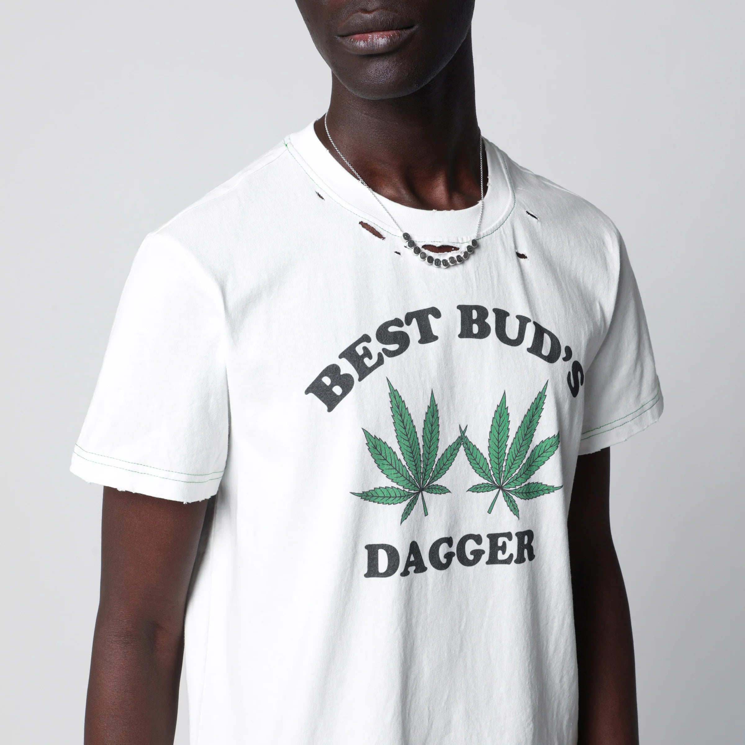 DAGGER White “Best Bud’s” distressed T-shirt