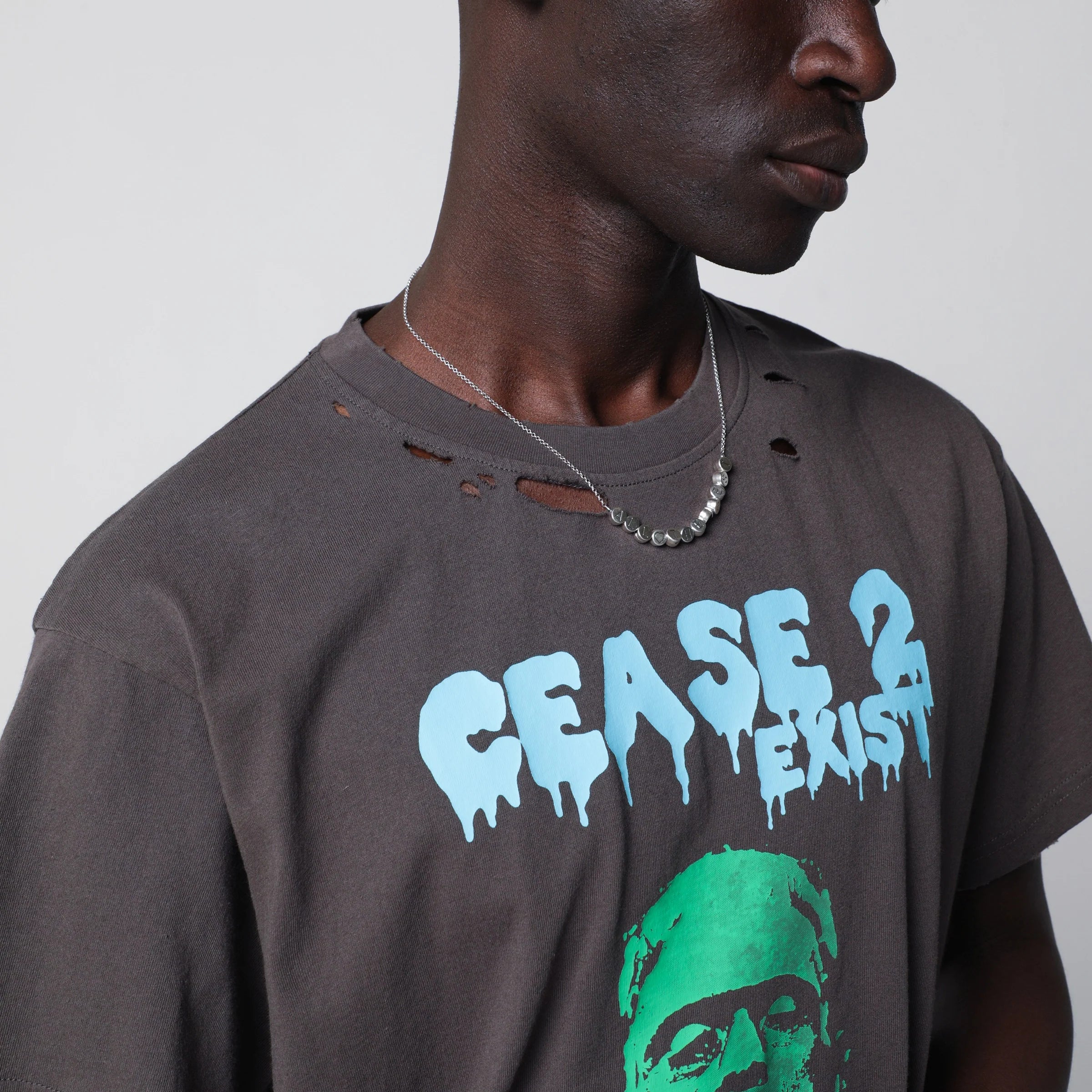 DAGGER Grey washed “Dead or Alive” distressed T-shirt