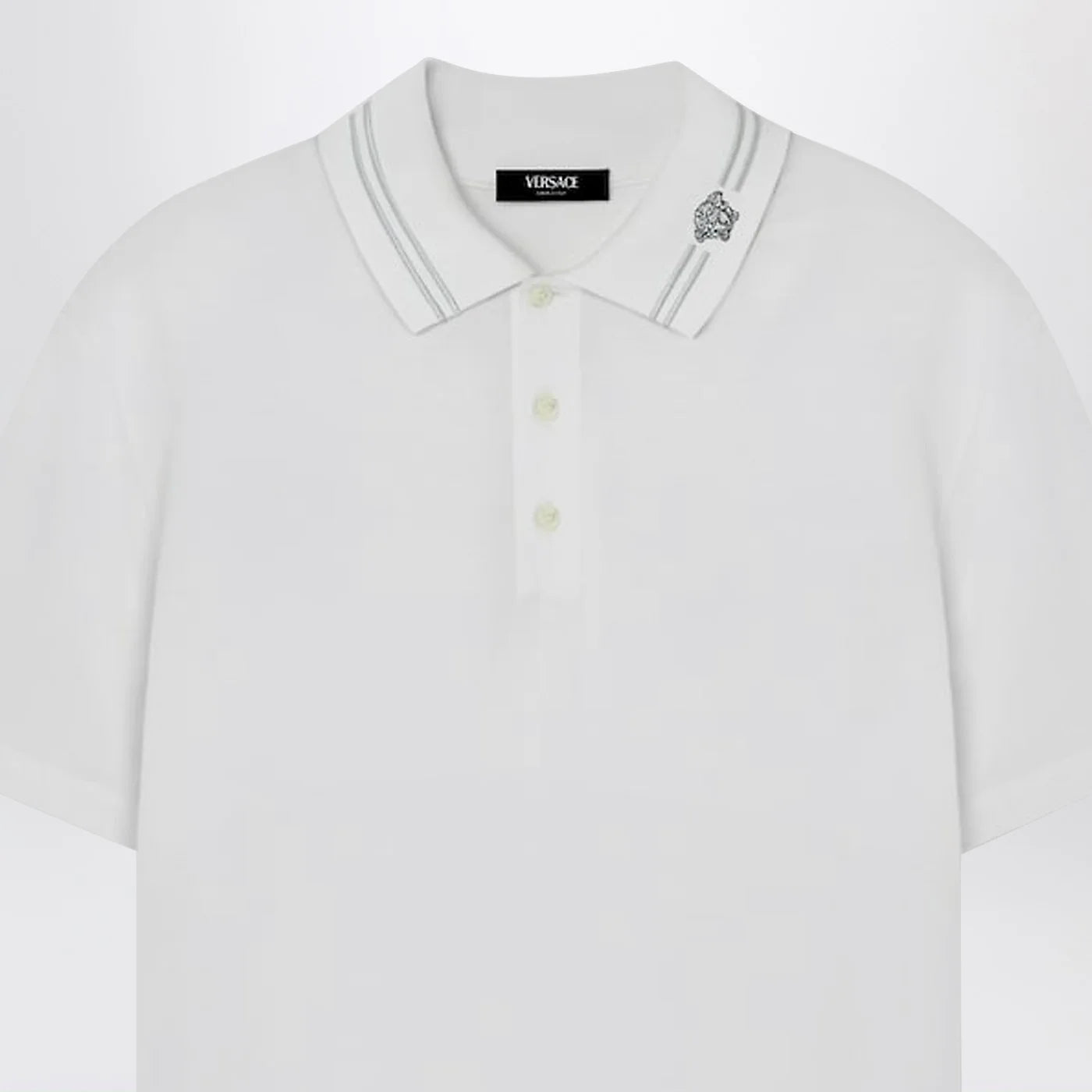 Versace White polo shirt with Medusa embroidery