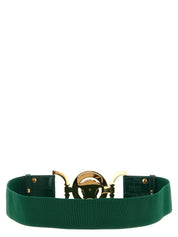 Versace Medusa 95 Elastic Belt — Green Leather Detail