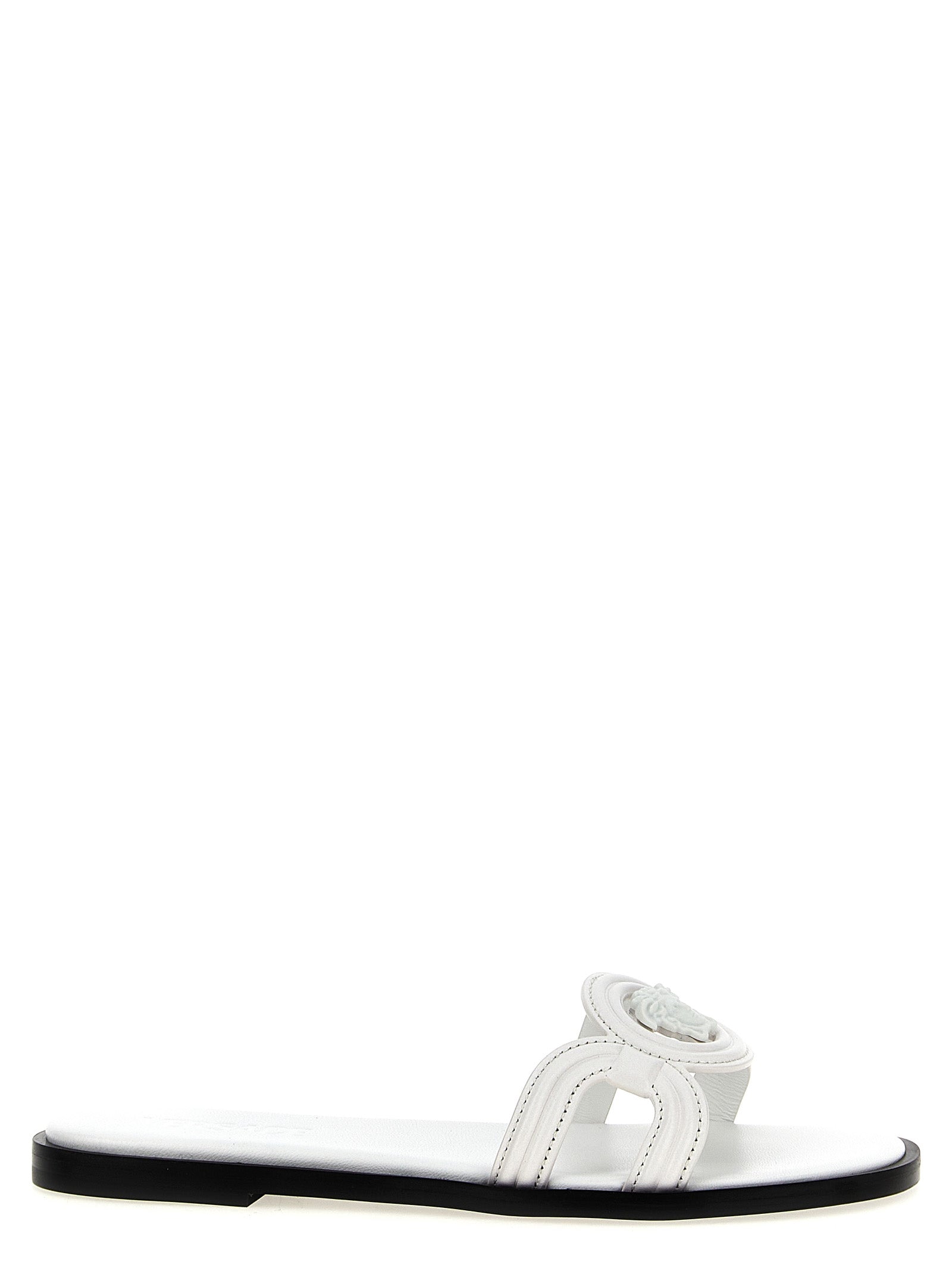 Versace Medusa 95 Sandals — White Leather Slide