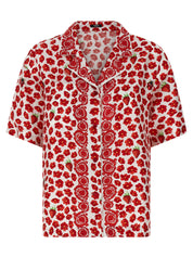 Versace Strawberry Garden Shirt — Silk Short Sleeve (Women)