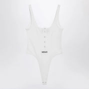 Versace White high-cut bodysuit with embroidered logo