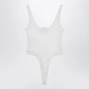 Versace White high-cut bodysuit with embroidered logo