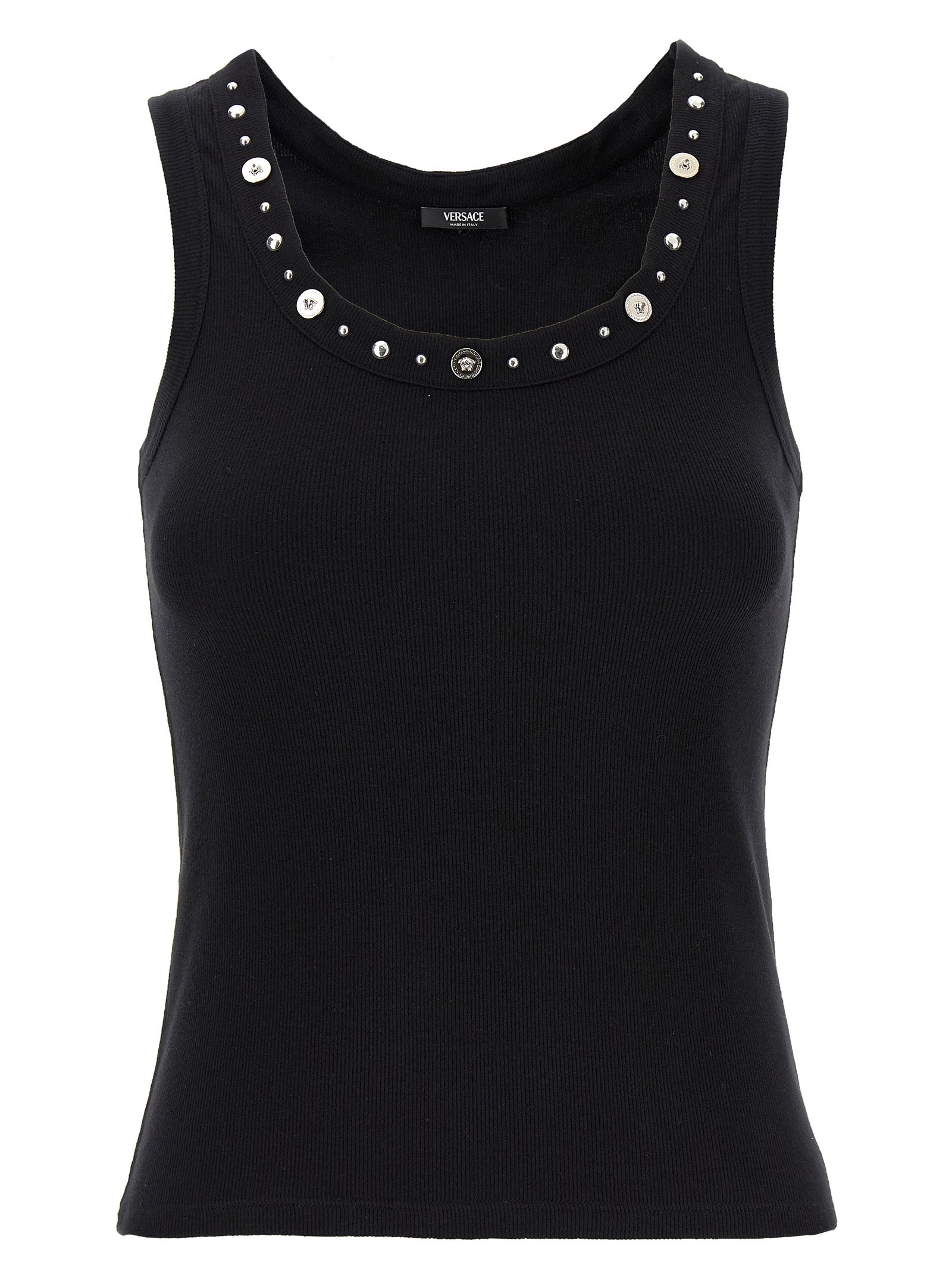 Versace Medusa Tank Top – Black Ribbed Cotton (Women)