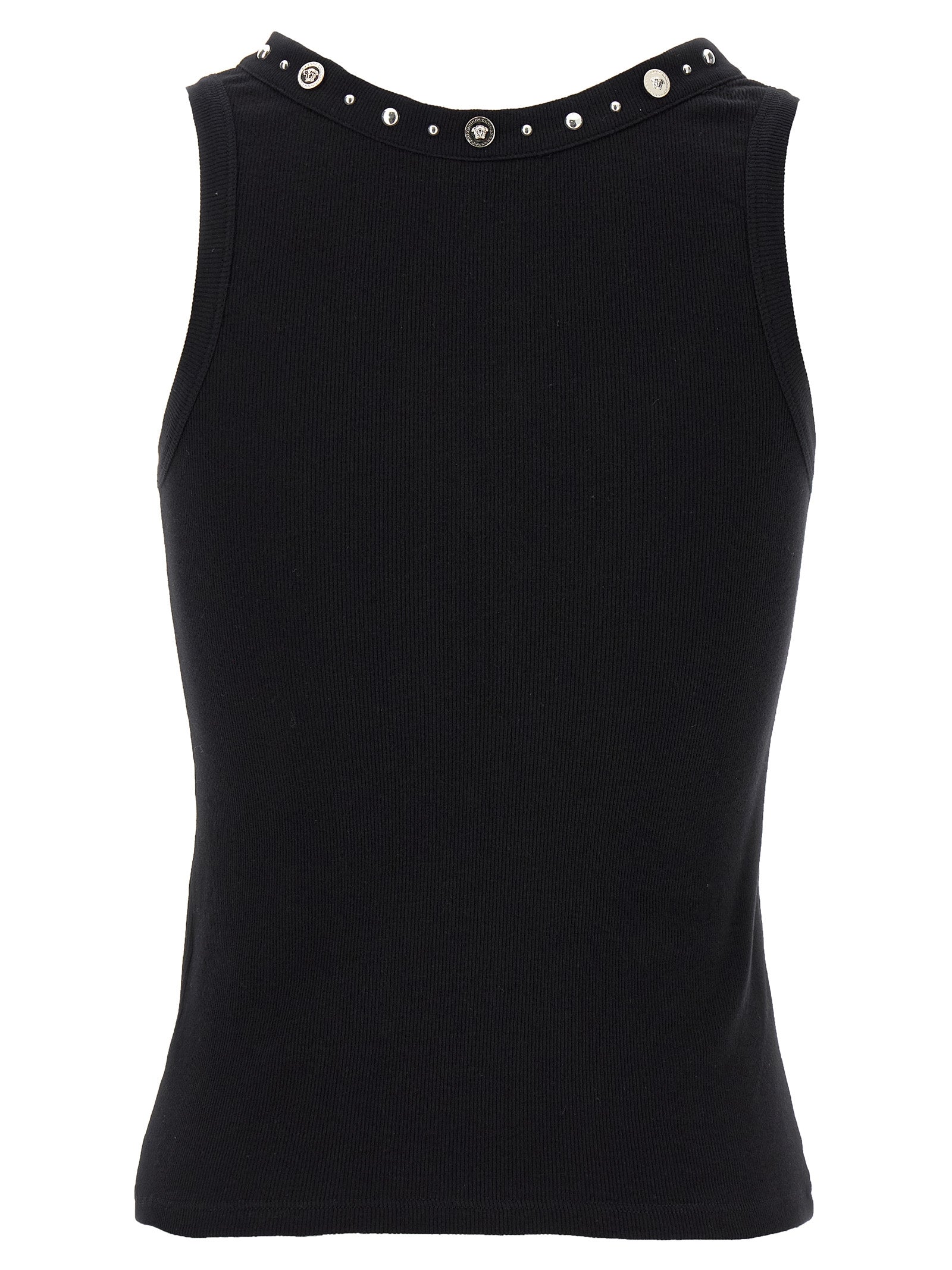 Versace Medusa Tank Top – Black Ribbed Cotton (Women)