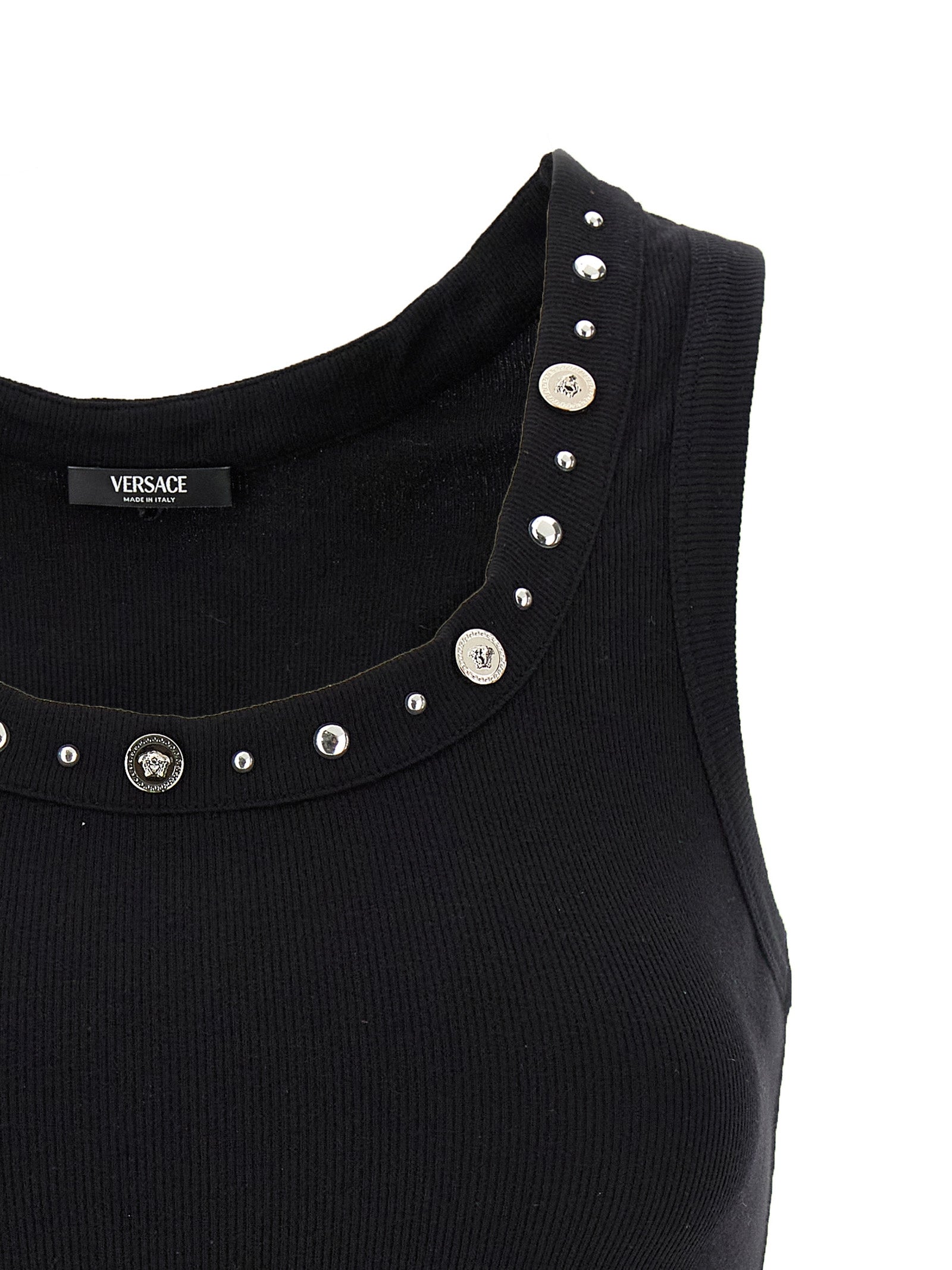Versace Medusa Tank Top – Black Ribbed Cotton (Women)