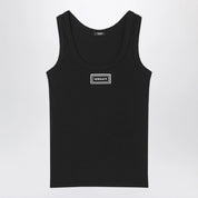 Versace Black stretch ribbed cotton tank top