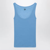 Versace Blue wool tank top with logo embroidery