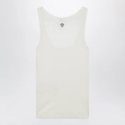 Versace Cream wool tank top with logo embroidery