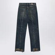 Versace Straight-leg stonewashed cotton denim jeans in blue