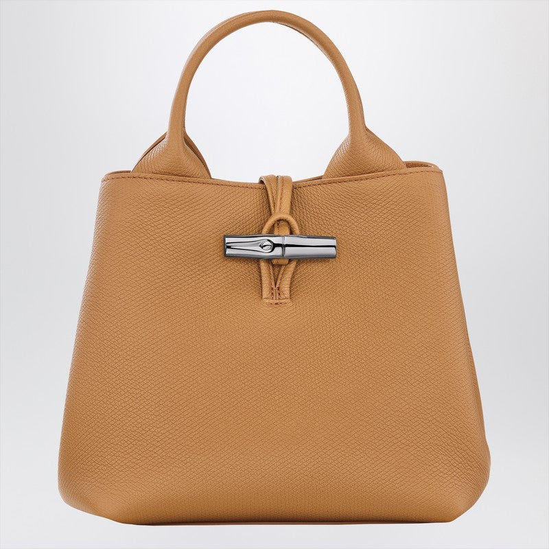 Longchamp Le Roseau S — Walnut Leather Handbag