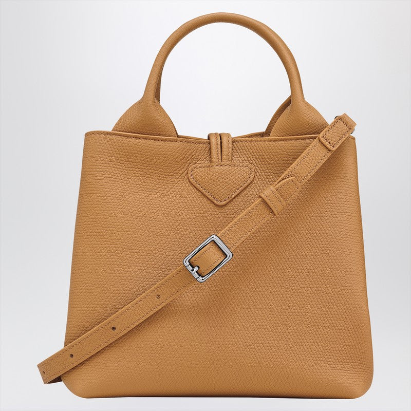 Longchamp Le Roseau S — Walnut Leather Handbag
