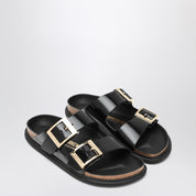 Birkenstock Slide Arizona Droplet Buckle — Black Patent Leather