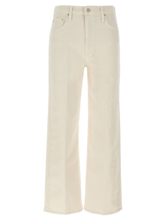 Mother The Rambler Zip Ankle Jeans — White High-Waist