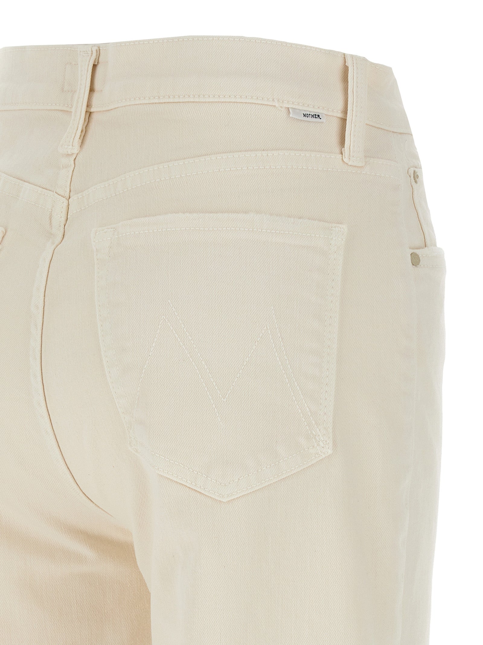 Mother The Rambler Zip Ankle Jeans — White High-Waist