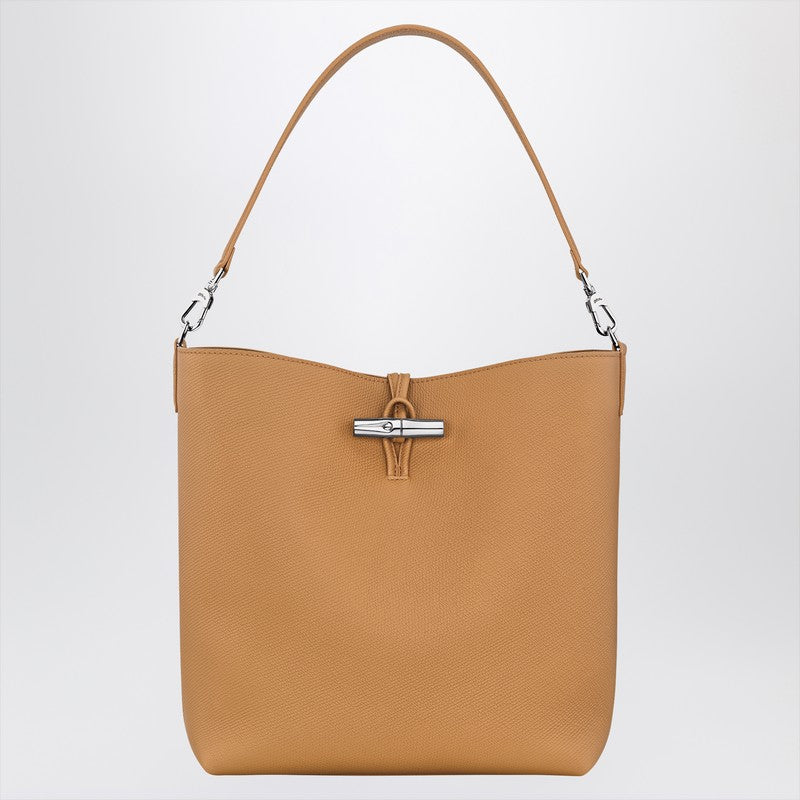 Longchamp M Le Roseau Walnut Hobo Bag in Calfskin