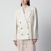 Écru oversized double-breasted jacket by Dries Van Noten