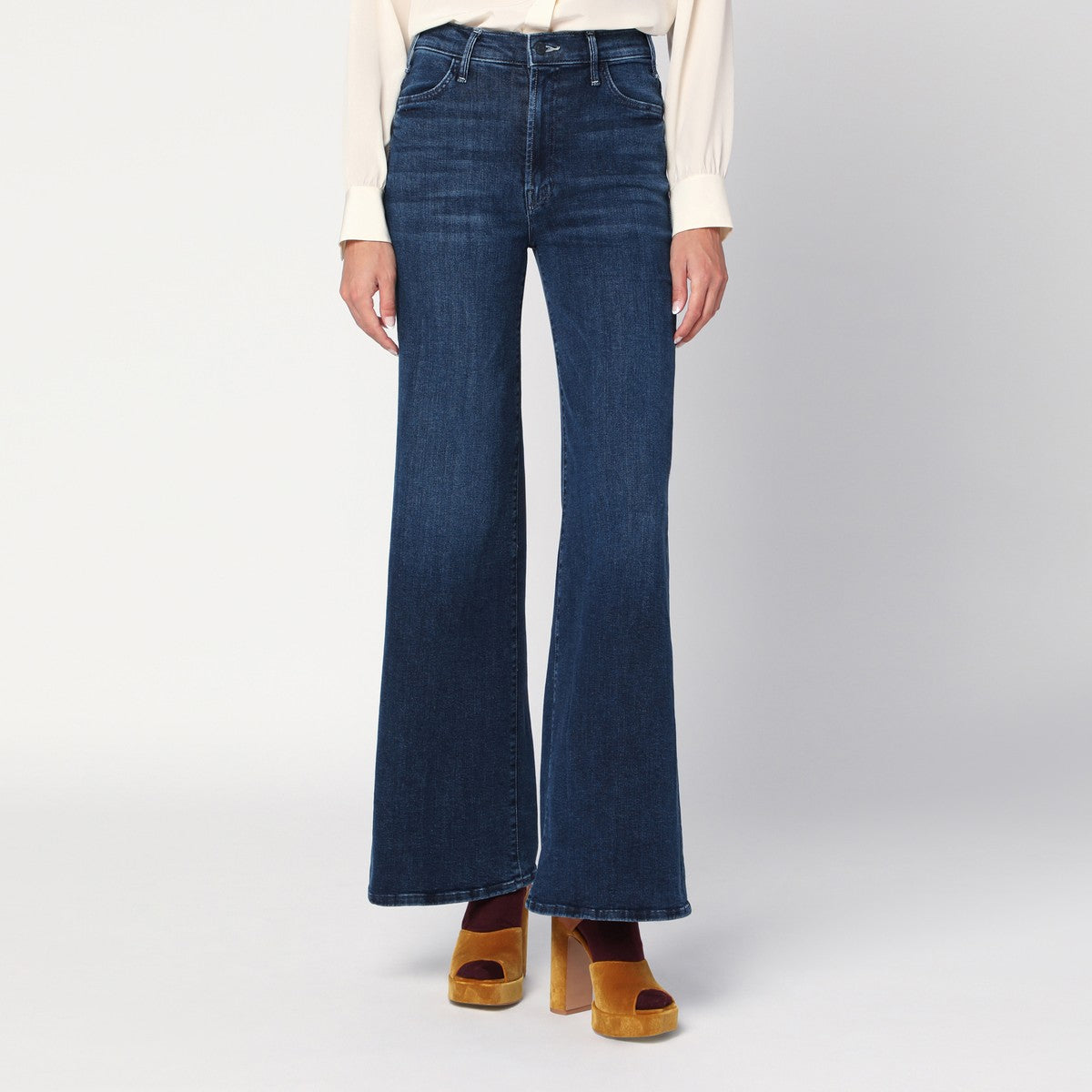 Mother The Hustler Roller Sneak palazzo jeans in stretch denim