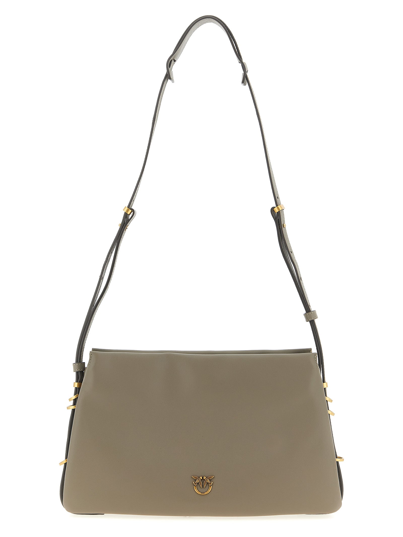 Pinko Triplet Crossbody Bag — Gray Leather Shoulder Bag