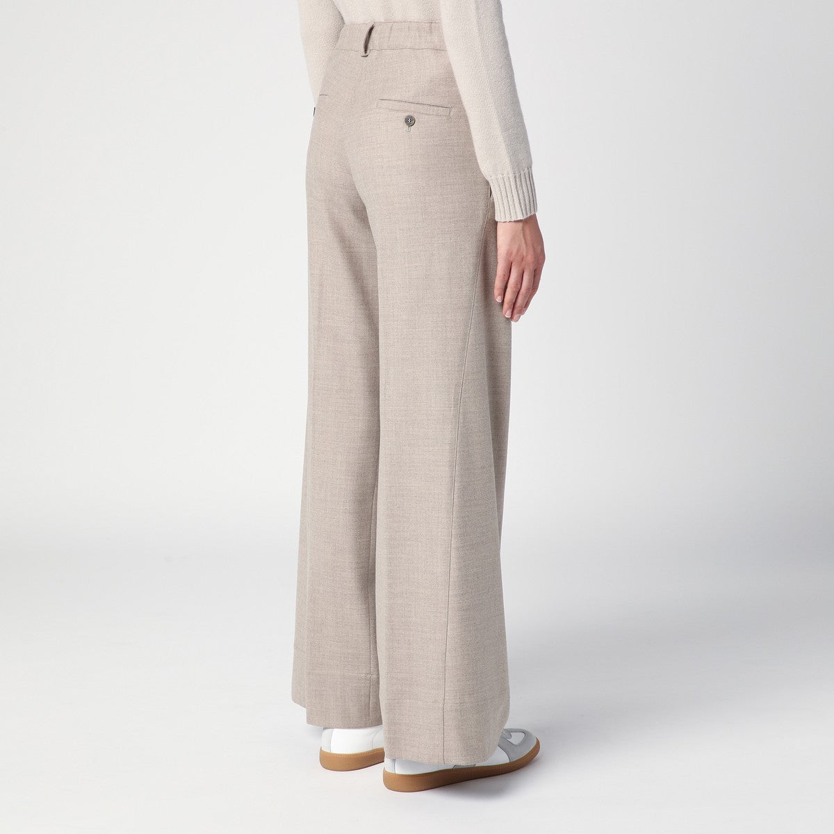 QUELLEDUE Grey Mélange Wool Trousers
