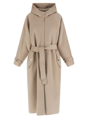Pinko Cartoccio Coat — Beige Wool Wrap Coat, New Arrival